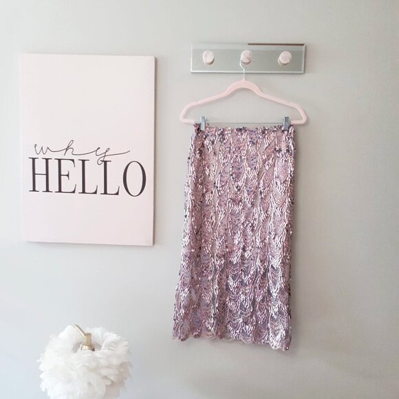 NWT Zara purple sequin and embroidered midi skirt, XS - Picture 8 of 13